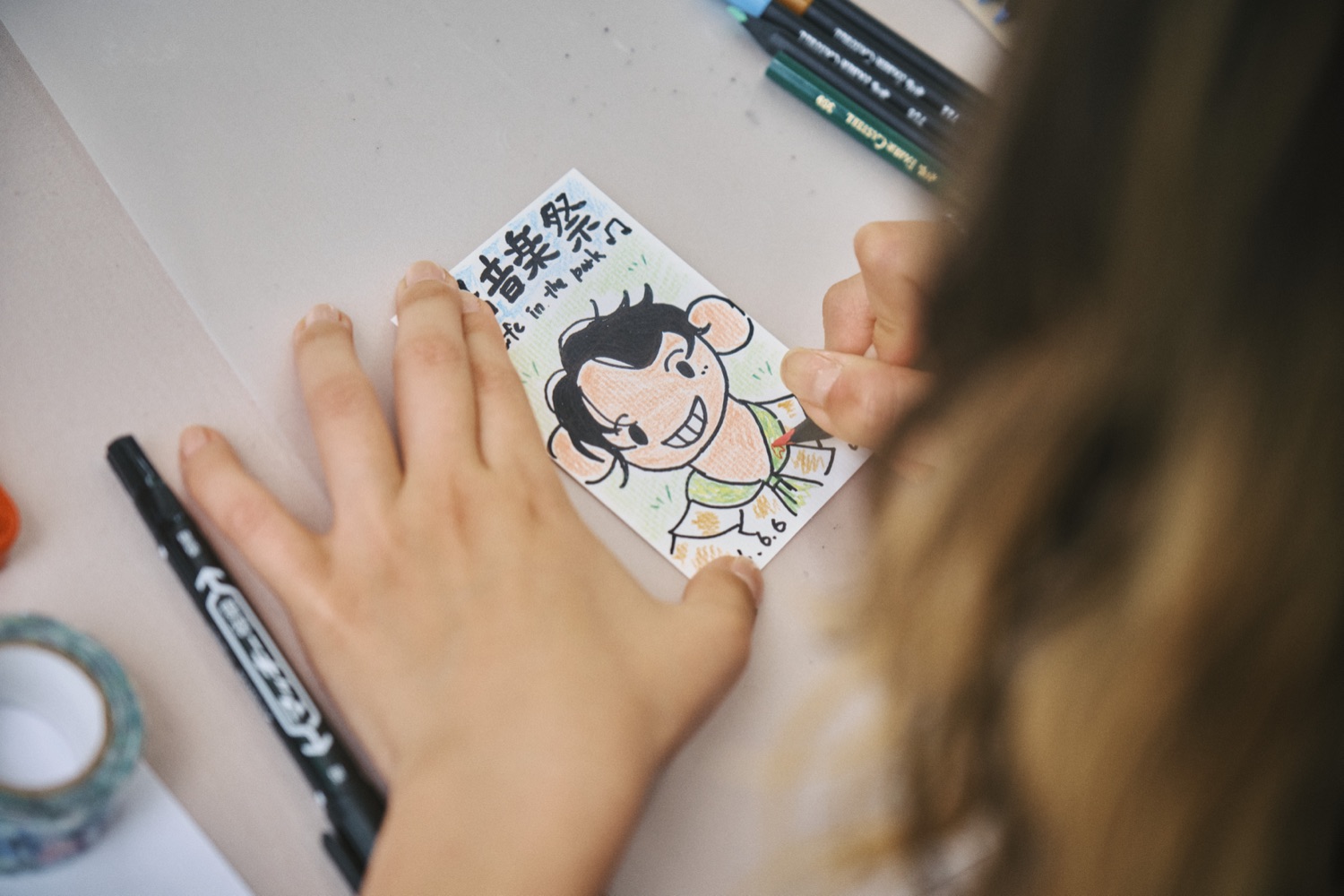 似顔絵コーナーの様子